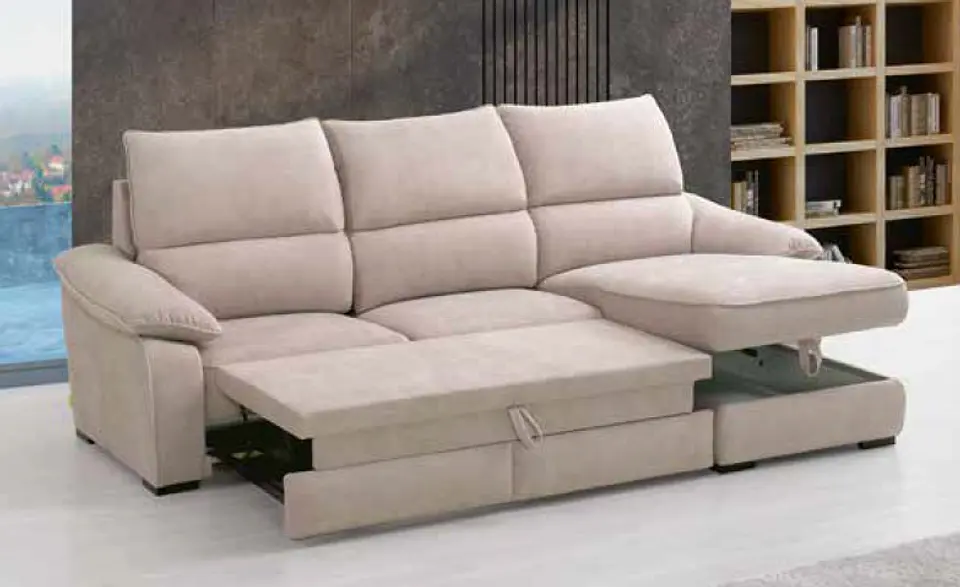 Sofá + Chaise Longue George (com cama elevatória) 2