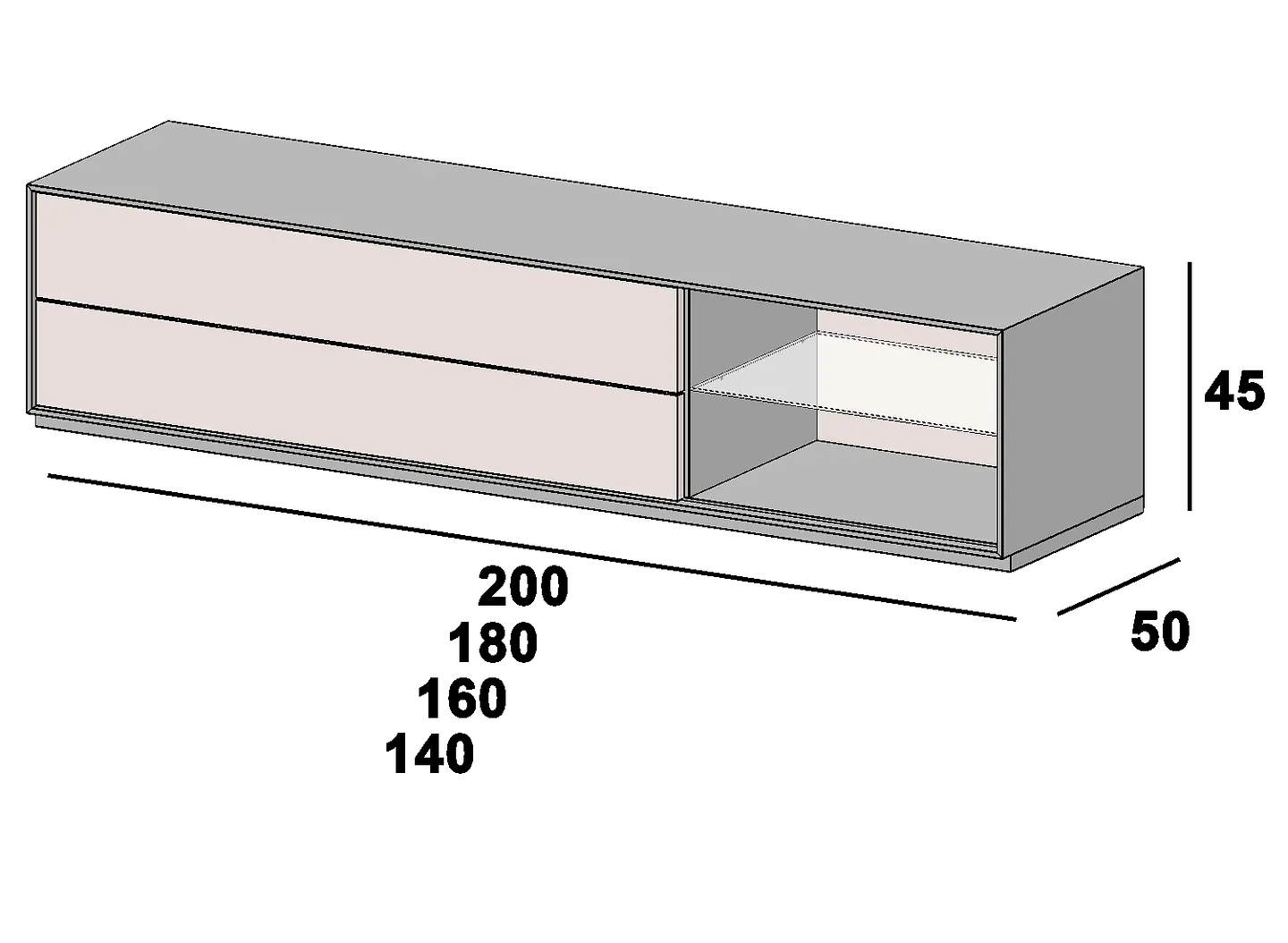 Sintra TV Cabinet 2 Drawers 3