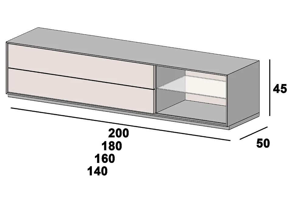 Sintra TV Cabinet 2 Drawers 3