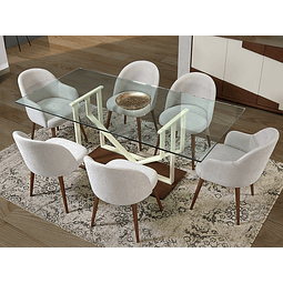 Table de salle à manger avec plateau en verre Sintra