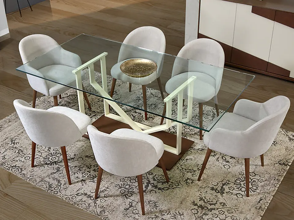 Mesa de comedor con tapa de cristal Sintra 1