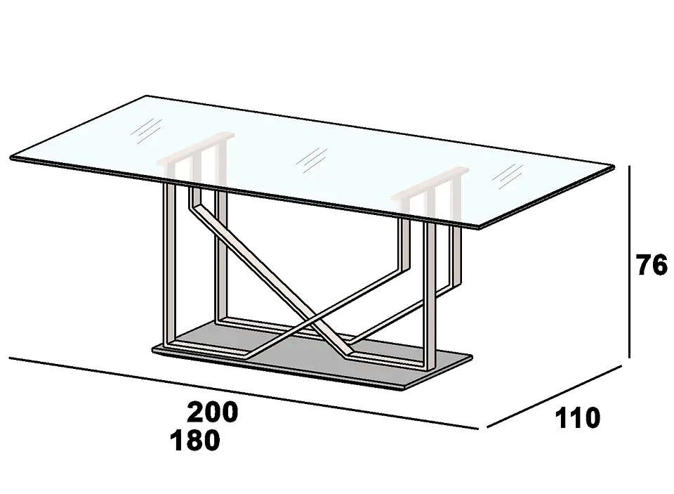 Mesa de comedor con tapa de cristal Sintra 3