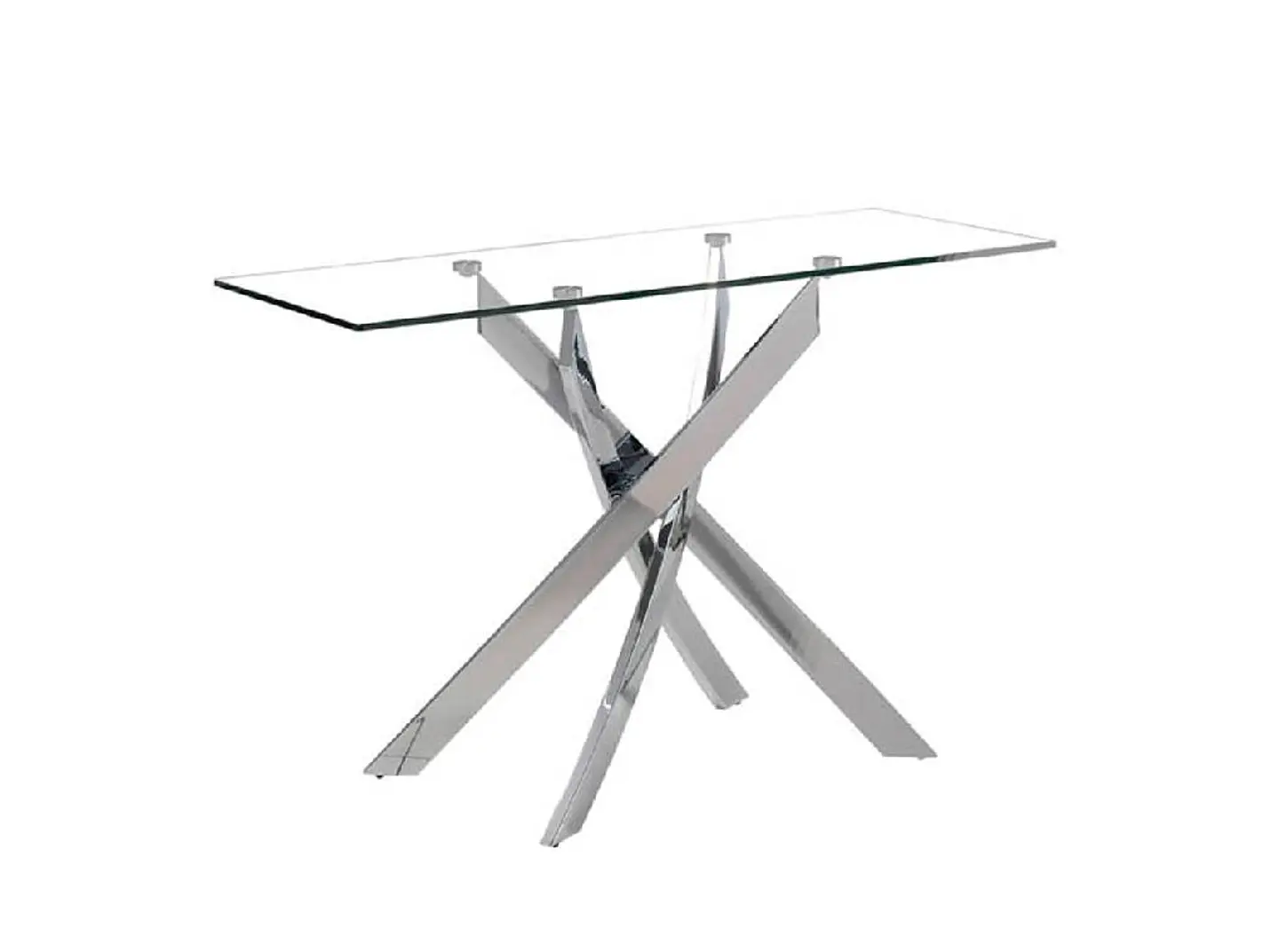 Console with chromed steel base and tempered glass top 1