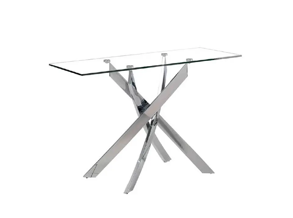Console with chromed steel base and tempered glass top 1