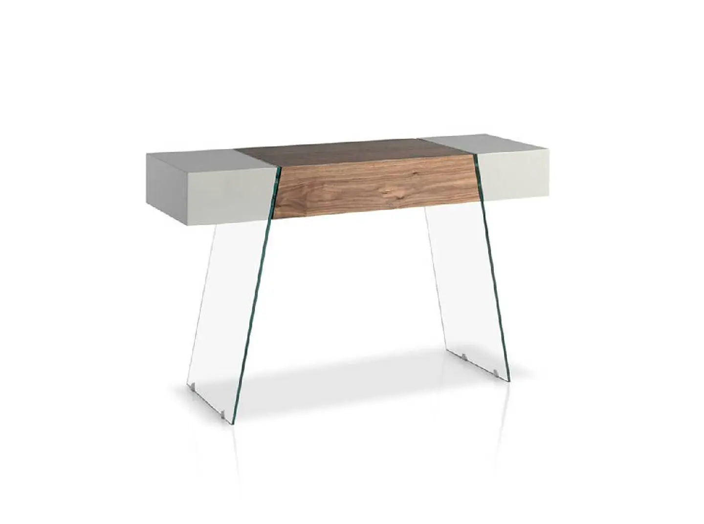 Console en verre, noyer plaqué et laqué 1