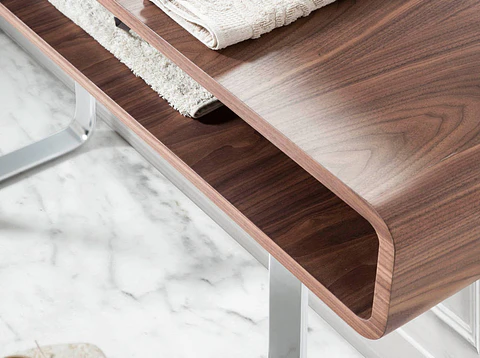 Walnut and Stainless Steel Console