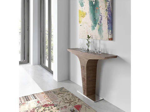 Walnut veneered Console