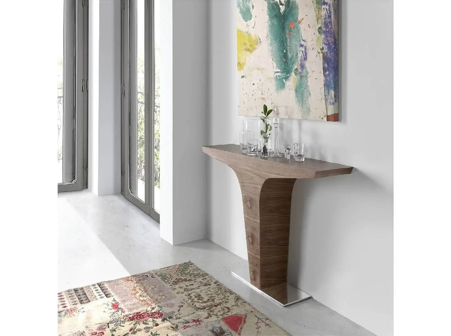 Walnut veneered Console 2