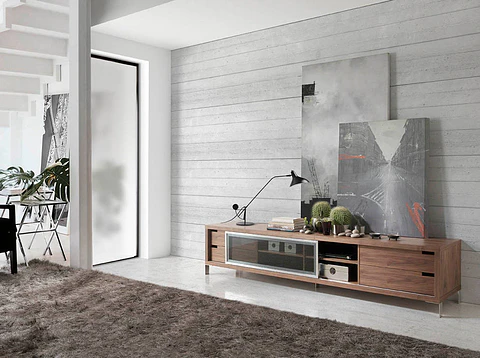 Walnut veneer TV cabinet