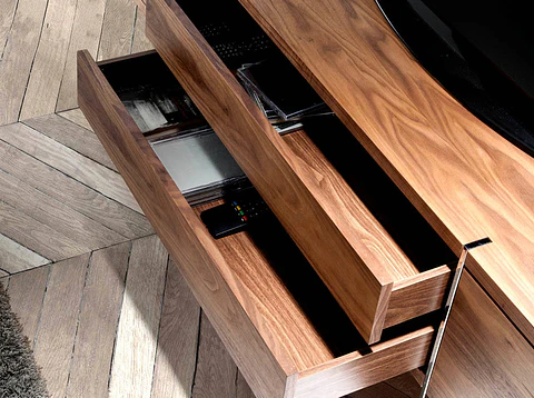 Walnut veneer TV cabinet
