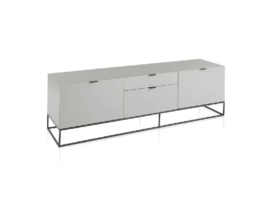 Mueble TV lacado con estructura de acero negro. 1
