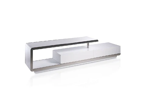 Lacquered and stainless steel TV cabinet