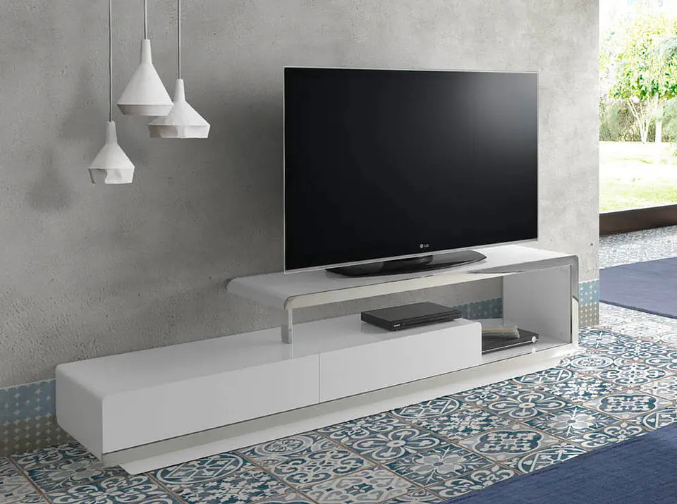 Lacquered and stainless steel TV cabinet 2