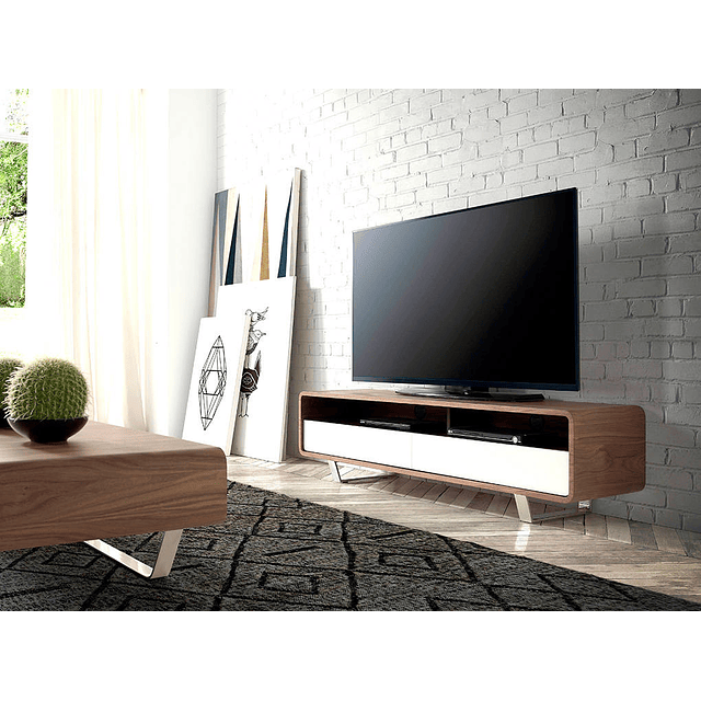 Walnut veneer TV cabinet and lacquered parts