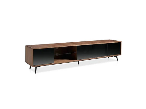 Walnut veneer TV cabinet and mirrored fronts