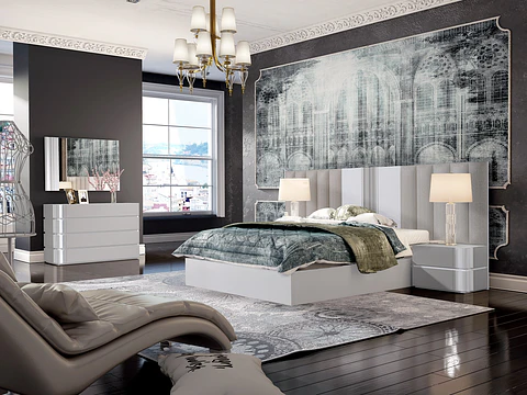 Chambre Mate Blanc Brillant / Cappuccino Collection Royal