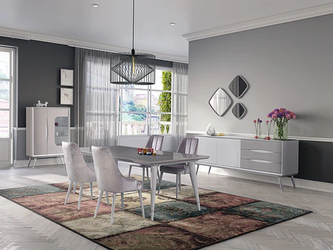 Dining Room Charlotte Collection White / Capuccino Brilho