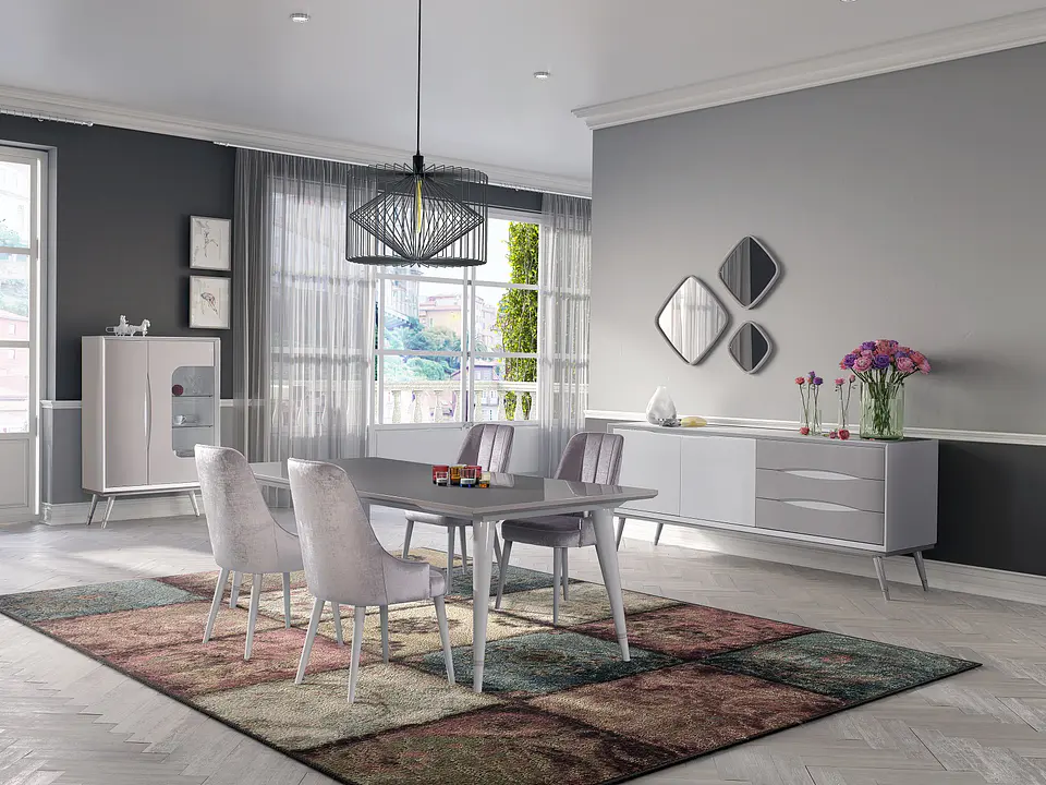 Salle à manger Collection Charlotte Blanc / Capuccino Brilho 1