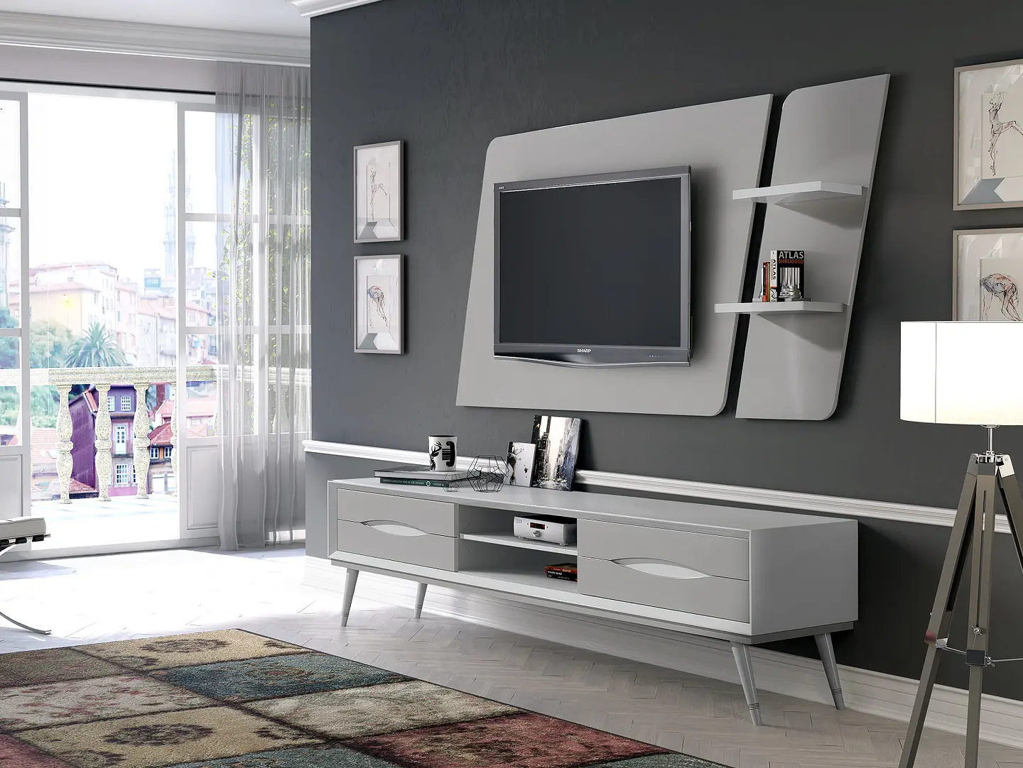 Charlotte Collection Salon Blanc / Capuccino Gloss 1