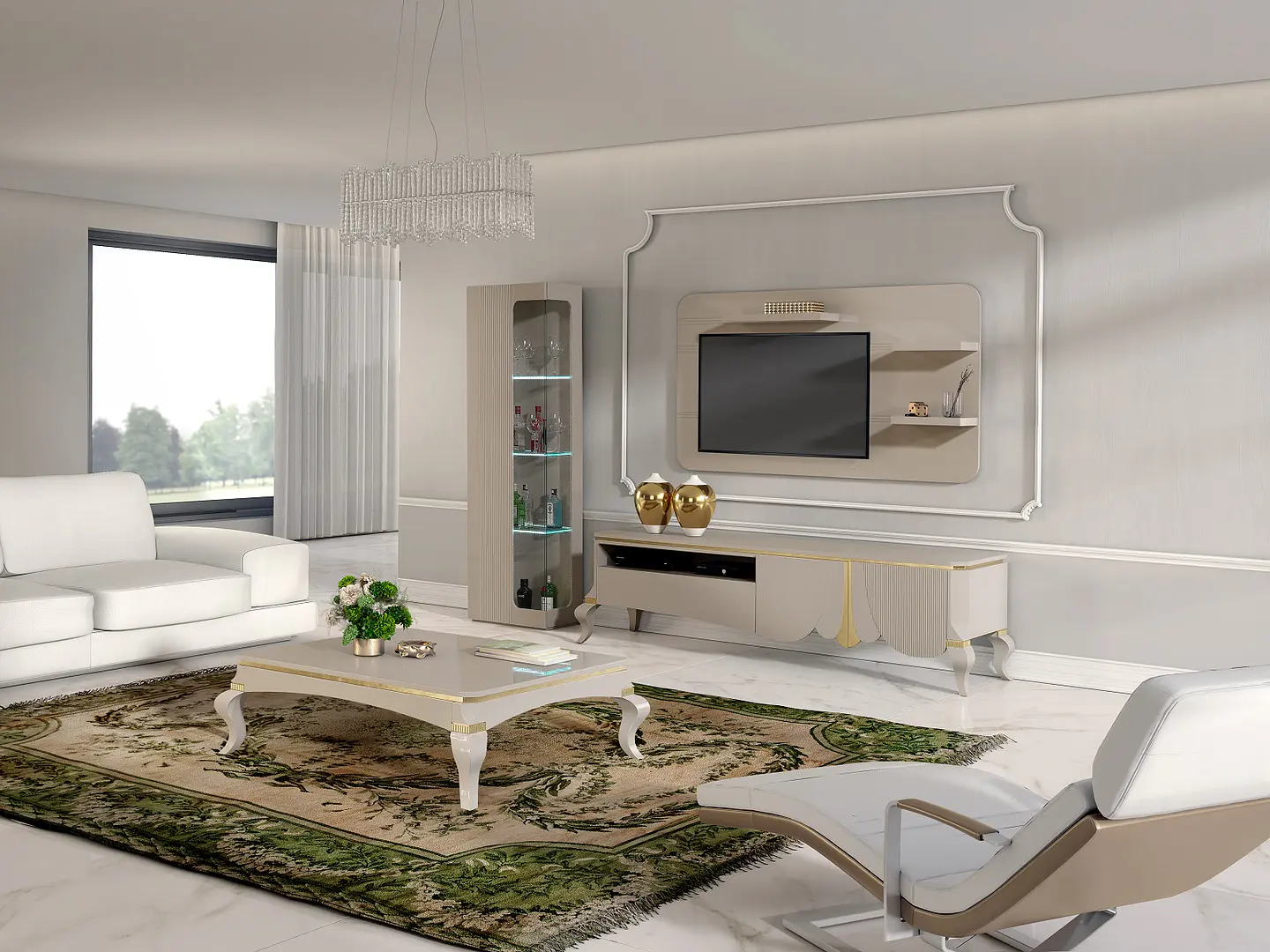 Ella Collection Living Room Mink S Shine / Gold 1