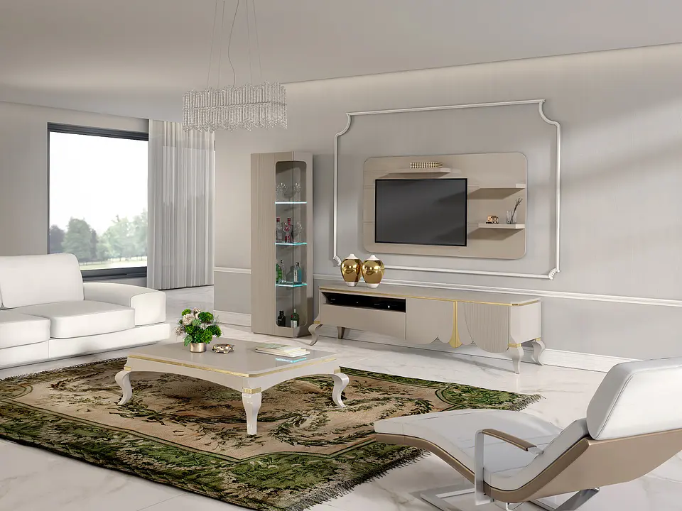 Ella Collection Living Room Mink S Shine / Gold 1