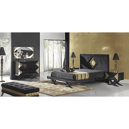 Dormitorio Negro Brillo / Dorado M183