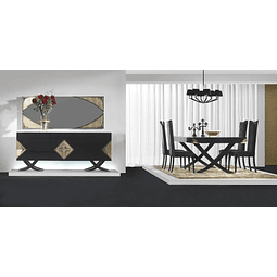 Comedor Negro Brillo / Dorado M184