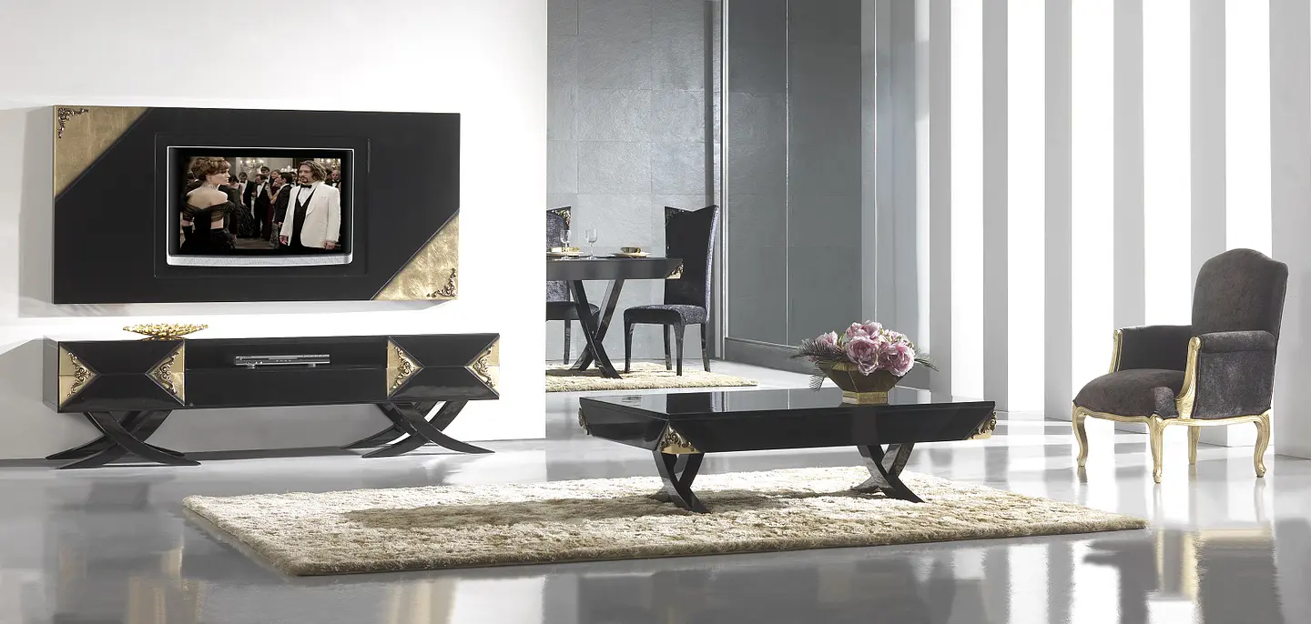 Salon Noir Brillant / Or M186 1