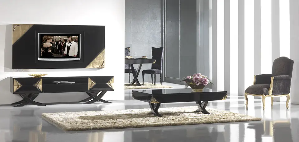 Salon Noir Brillant / Or M186 1