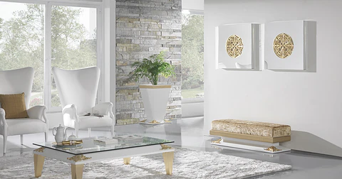 Living Room White Mate / Gold M196