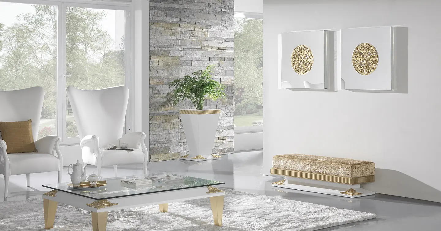 Living Room White Mate / Gold M196 1
