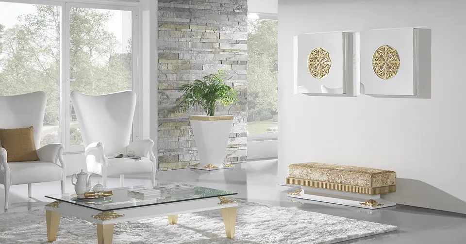 Living Room White Mate / Gold M196 1