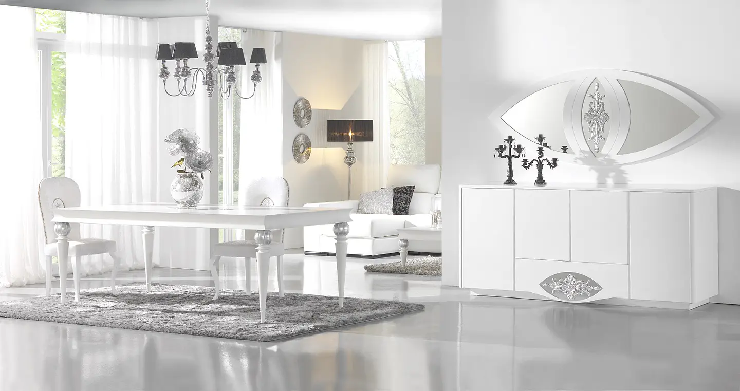 Salle à manger Blanc Mat / Argent M200 1