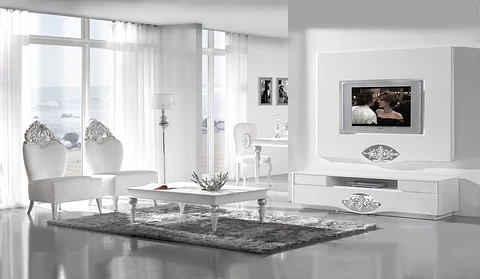 Living Room White Matt / Silver M201