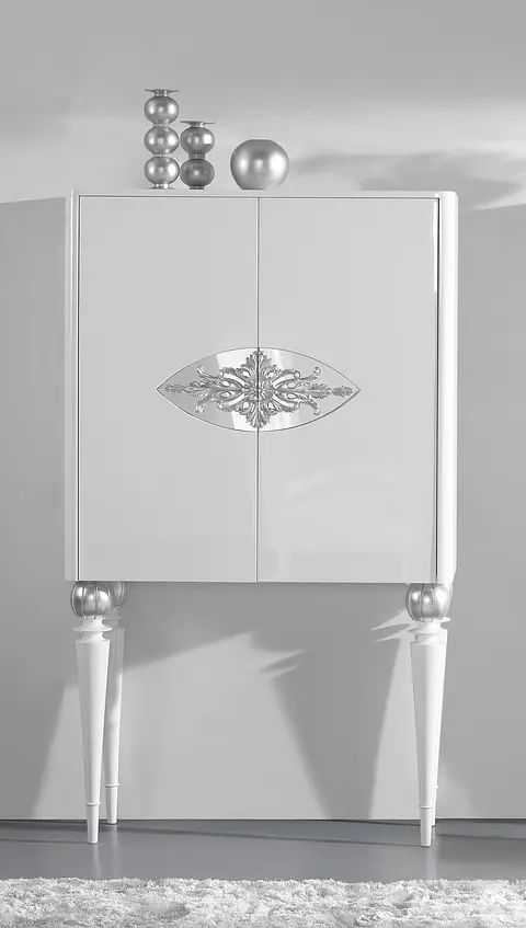 Meuble bar blanc mat / argent M202.524