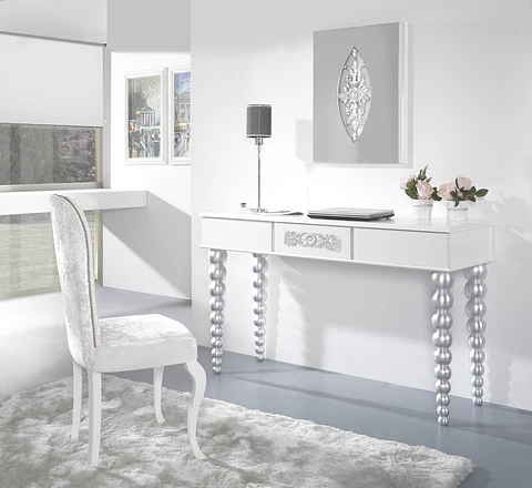 Conjunto de Escritório Branco Mate/Prata M208