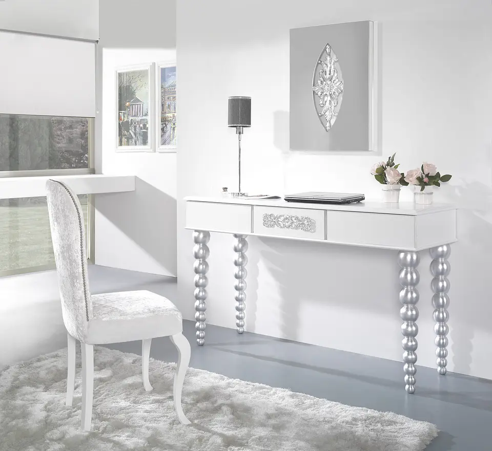 Ensemble de bureau blanc mat / argent M208 1