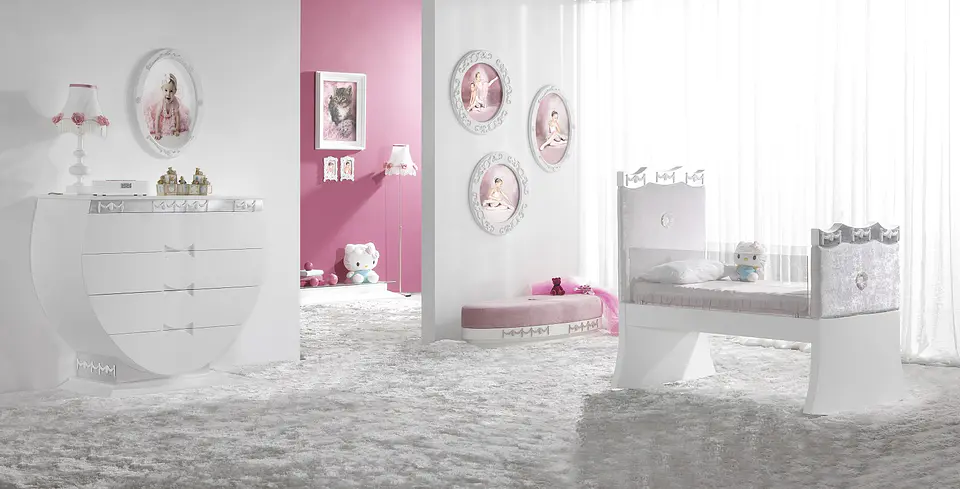 Habitación infantil blanca / rosa M209 1