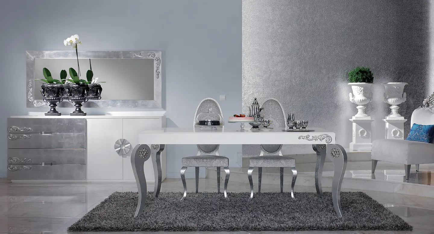 Salle à manger blanc / argent M166 1