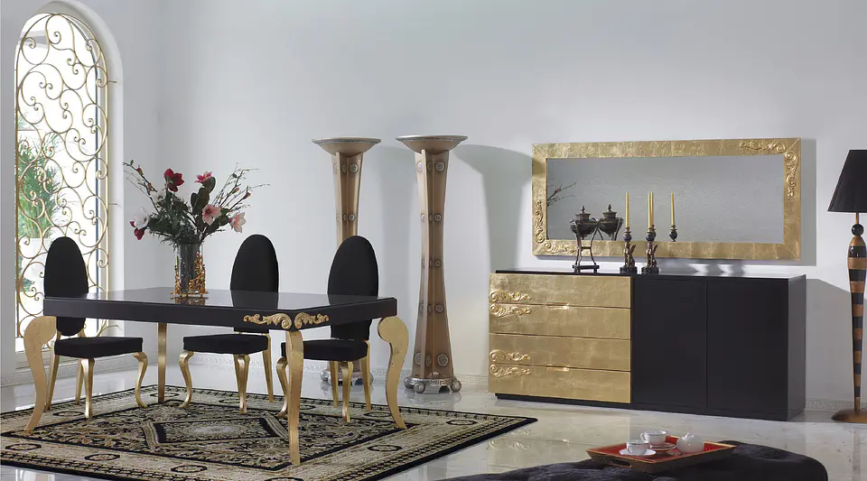 Sala de Jantar Preta/Ouro M167 1