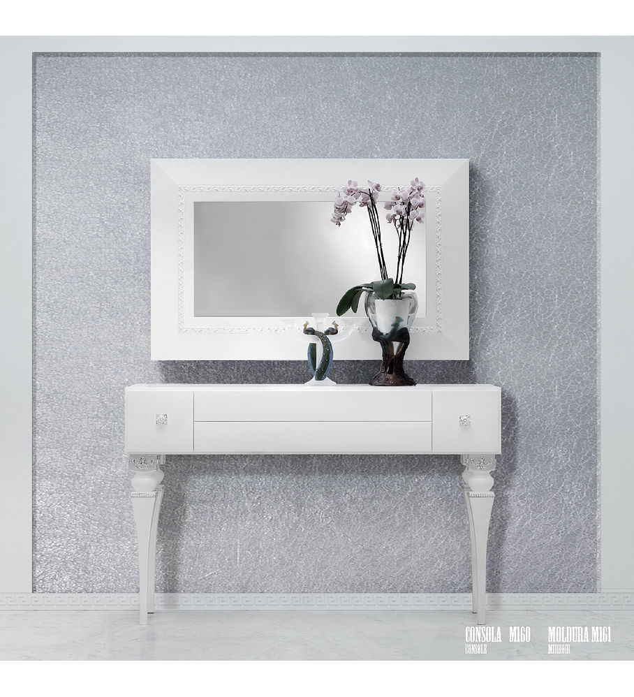 Consola con marco blanco / plateado M160