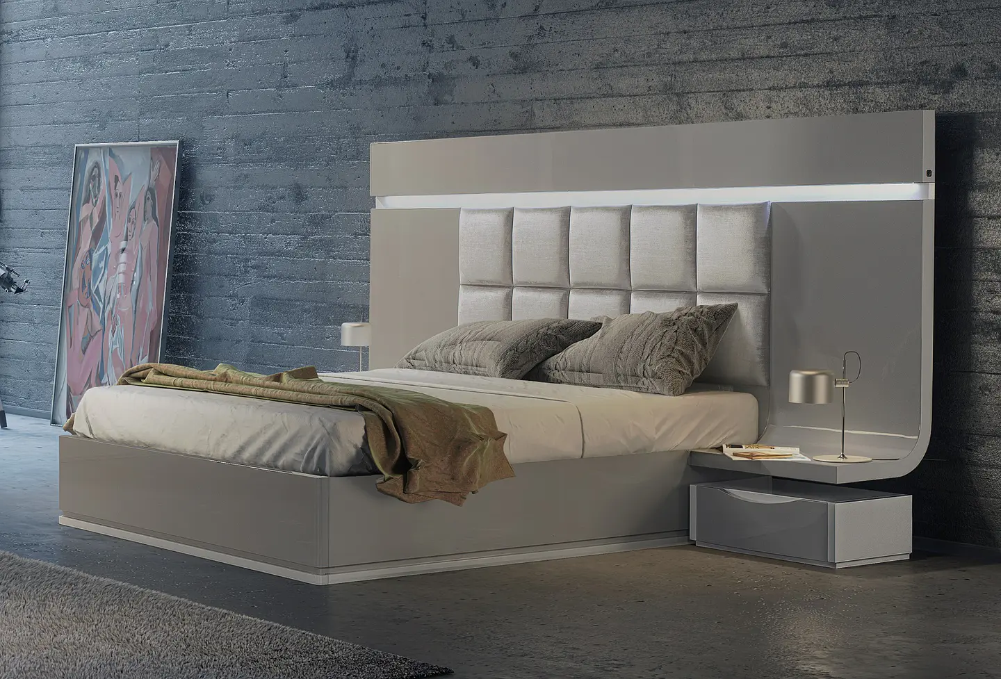 Bed Charles Colection White Gloss / Cappuccino Gloss 1