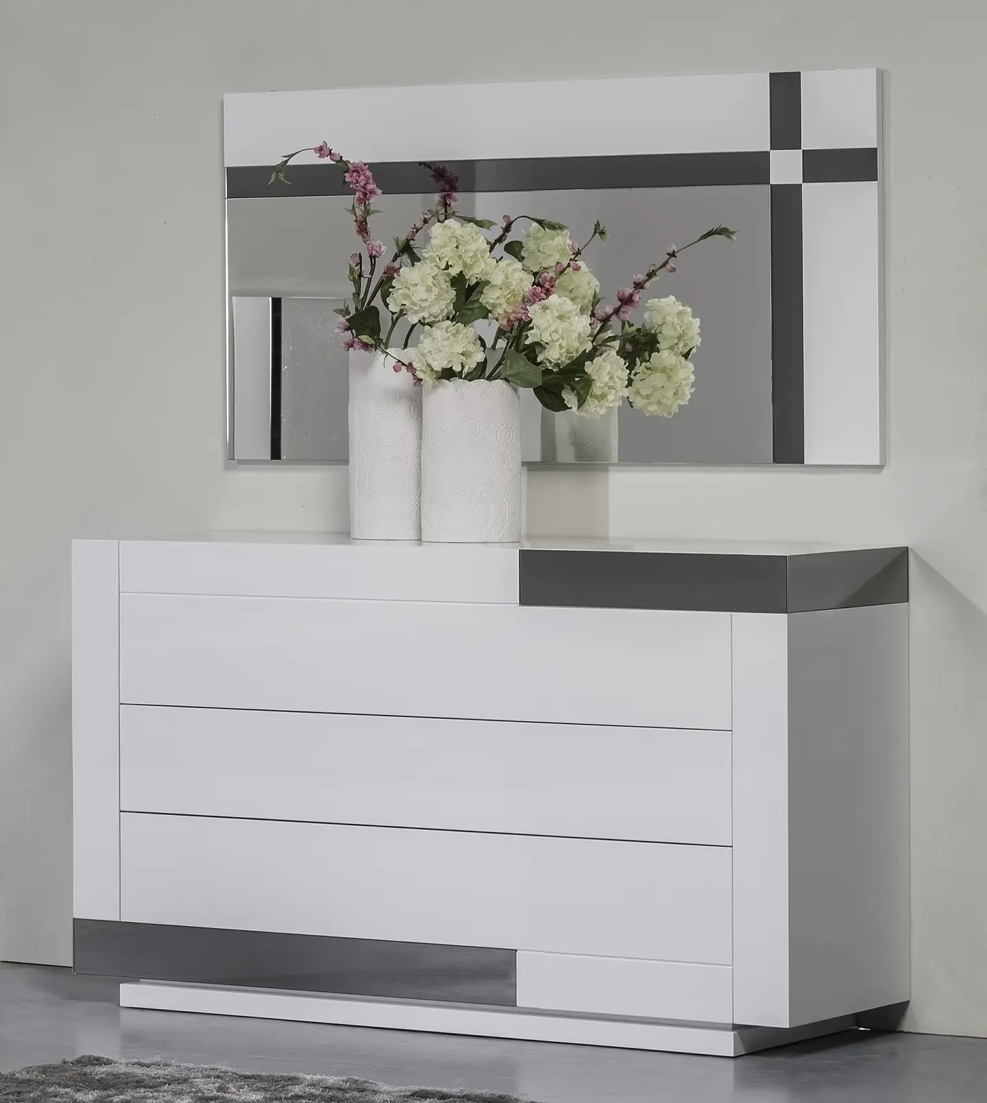 Dresser Art Collection White Gloss w / mirror Gris 1