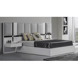 Art Collection Bed Bright White w / mirror Gray