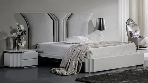 Pop Collection Bed Bright White w / Stainless Steel