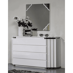 Commode Collection Pop Blanc Brillant avec Inox