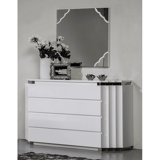 Dresser Pop Collection White Gloss w / Stainless