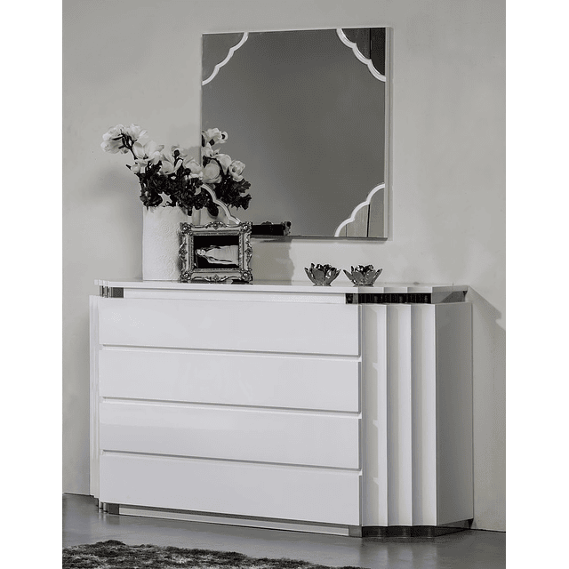 Commode Collection Pop Blanc Brillant avec Inox