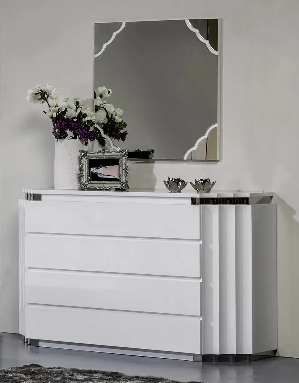 Cómoda Pop Collection Blanco brillante con acero inoxidable 1