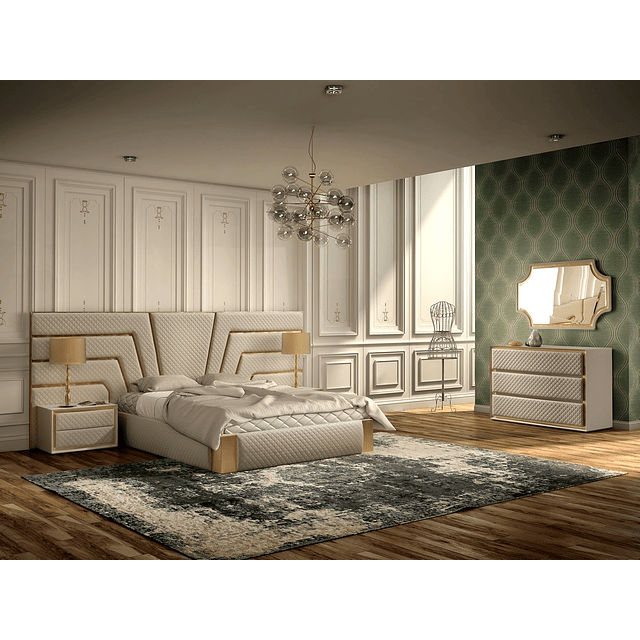 Chambre Rembourrée Beige / Or Collection Circe